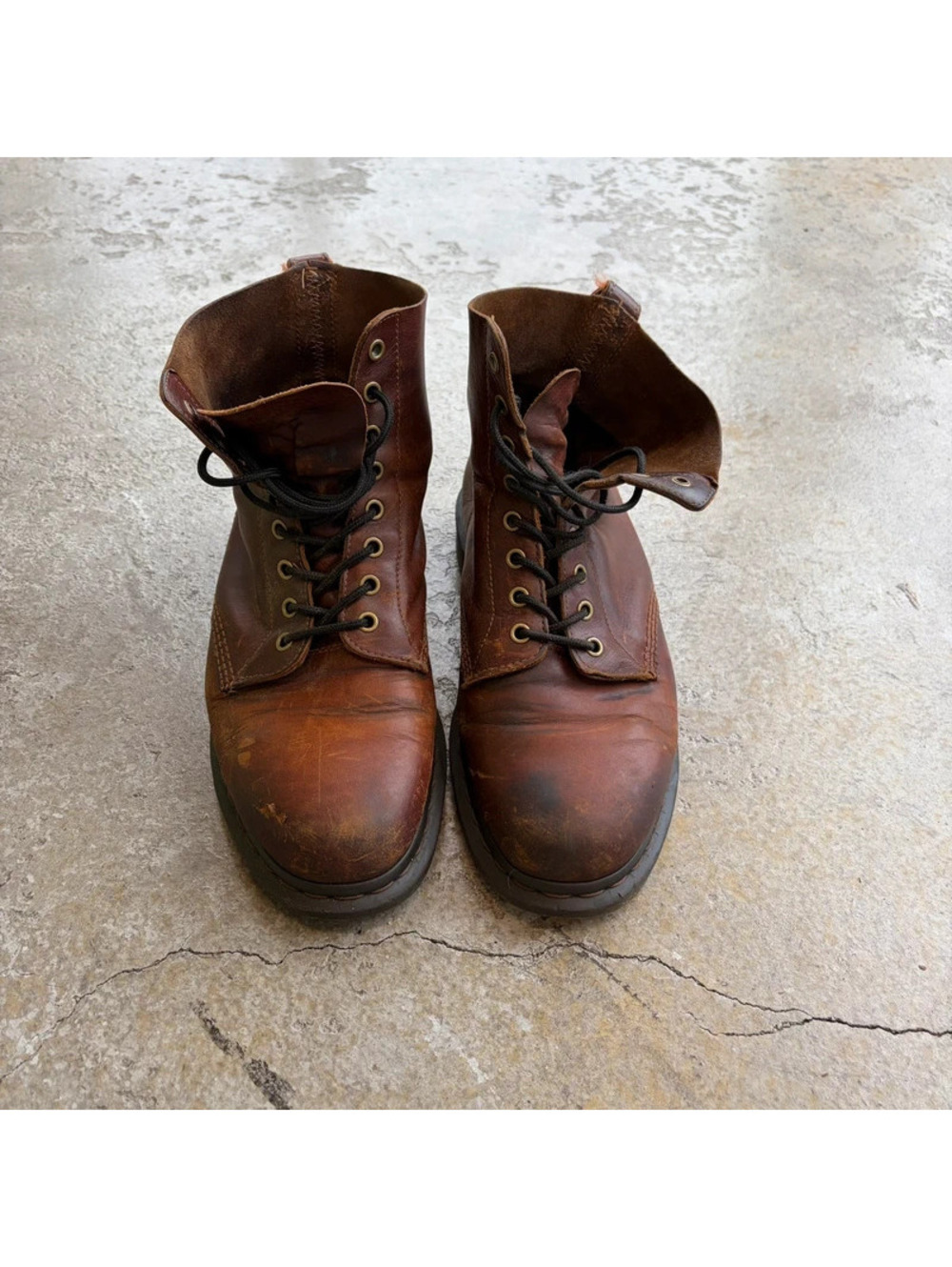 Vintage Y2k Leather Doc Martin Brown Boots - M11/12 - Gem